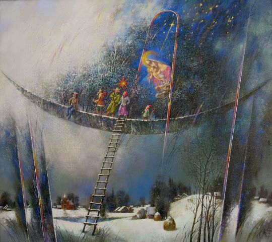 А. Концуб, "Рождественская лодка", 2013г. холст, масло.