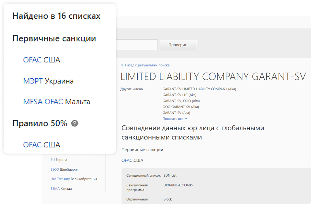 Проверка по санкциям. Сервис "Контур.Призма"