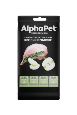 Крем-лакомство для кошек AlphaPet Superpremium с кроликом и яблоком
