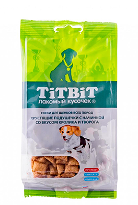 Хрустящие подушечки с начинкой со вкусом кролика и творога