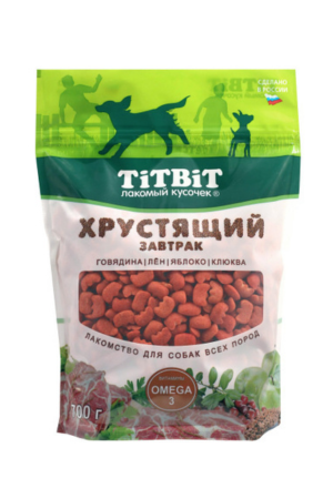Завтрак хрустящий с говядиной для собак всех пород