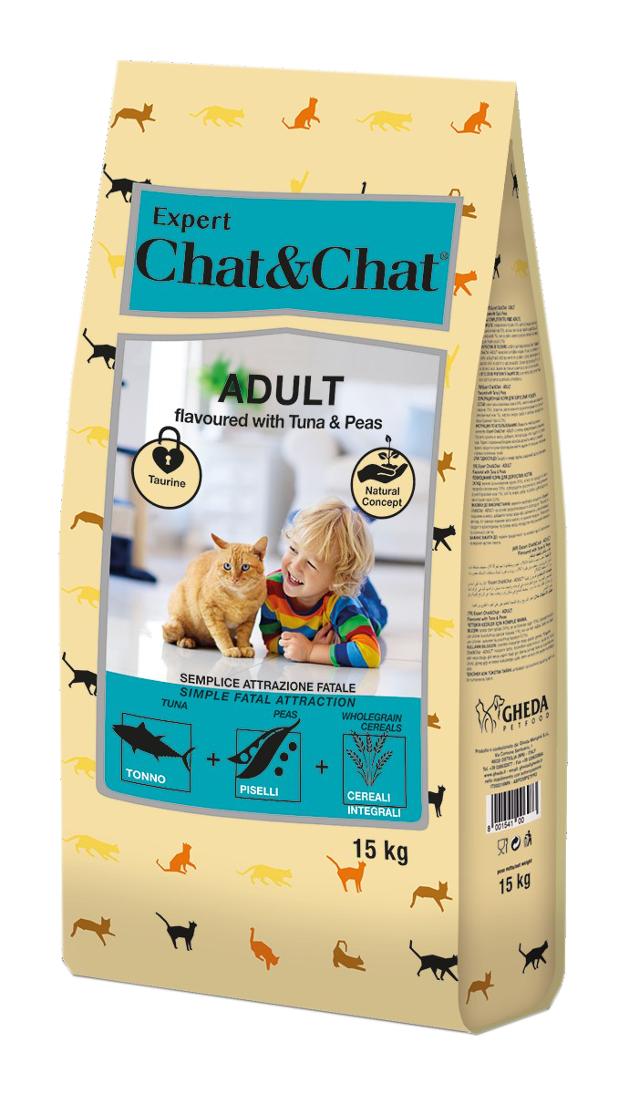 Корм Chat&Chat Expert для взрослых кошек, тунец, горох
