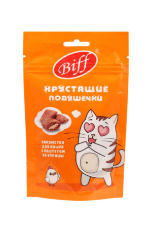 Хрустящие подушечки Biff для кошек с паштетом из курицы