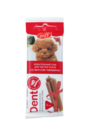 Жевательный снек DENT со вкусом говядины для собак мини пород