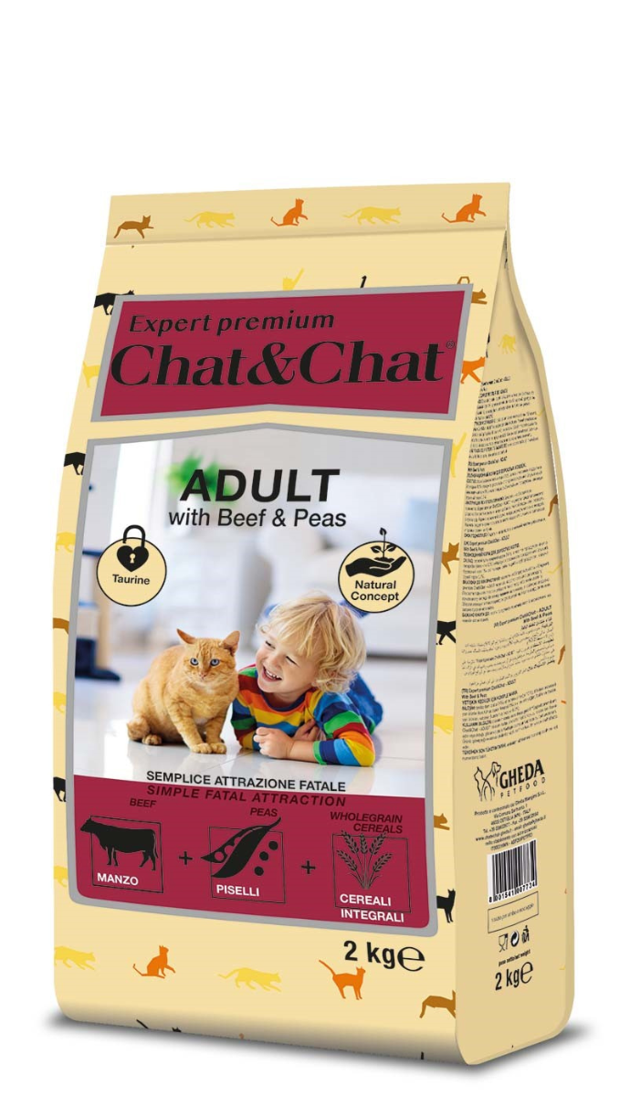 Корм Chat&Chat Expert для взрослых кошек, говядина, горох