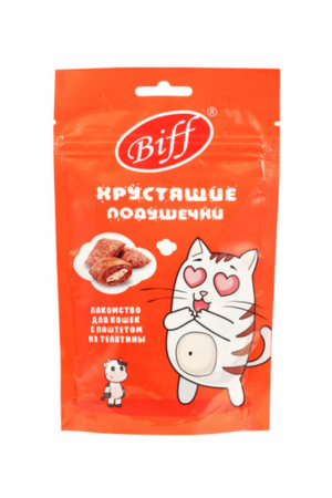 Хрустящие подушечки Biff для кошек с паштетом из телятины