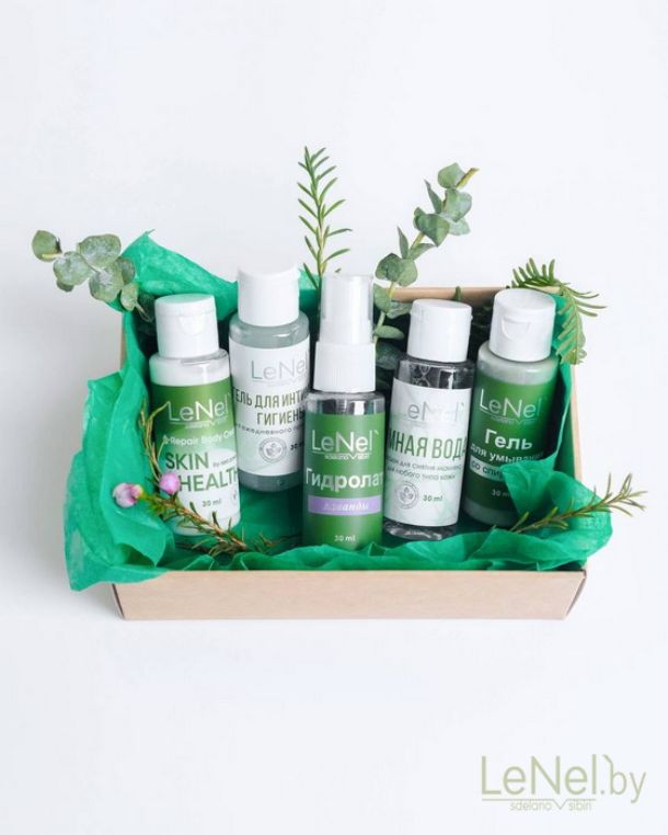 Набор миниверсий (5 флаконов по 30 мл) в крафт-коробке с тишью и лентой