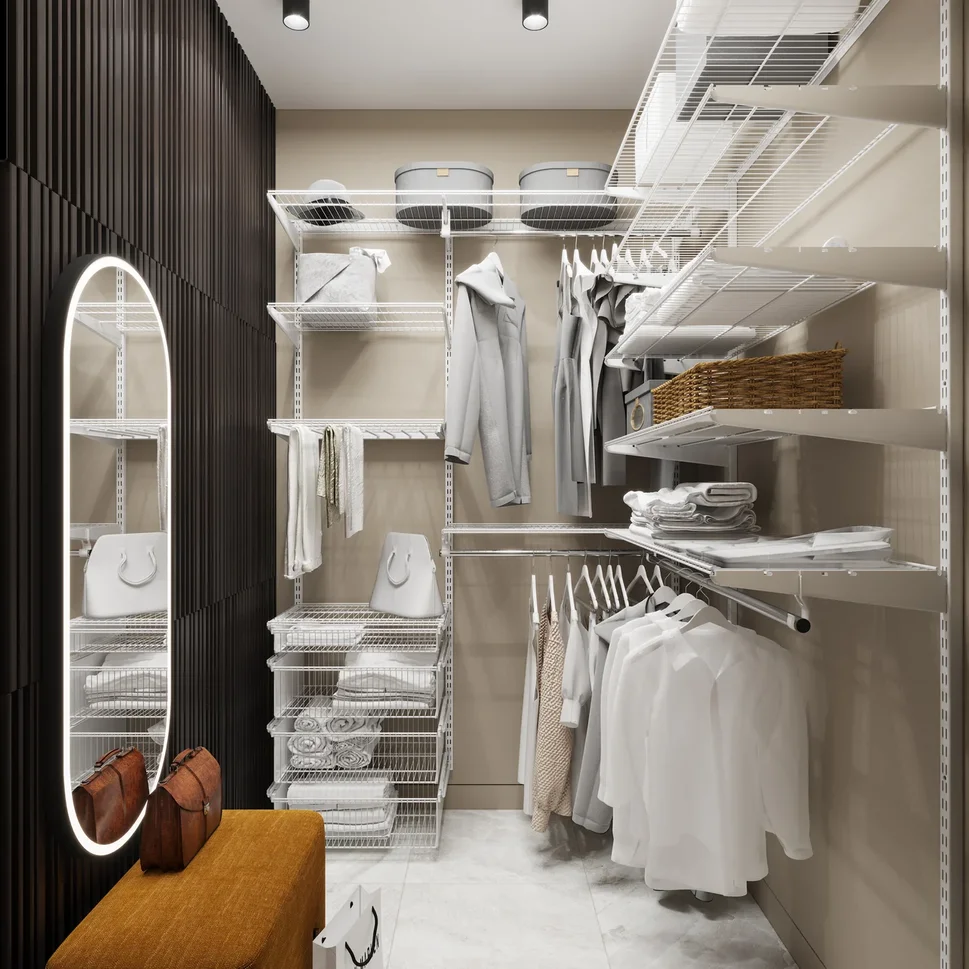 Гардероб с дизайнерским зеркалом