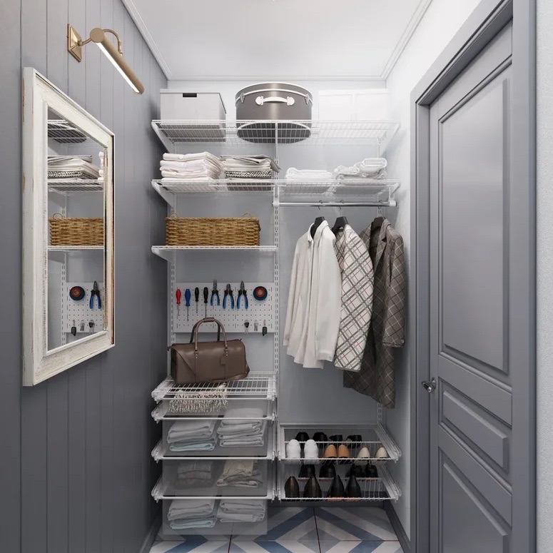 Гардеробная система с перфорированной панелью