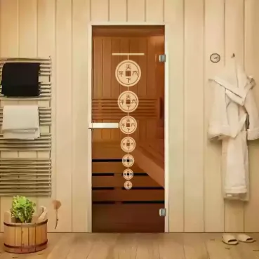 Стеклянные двери для сауны и бани в Минске от производителя с рисунком