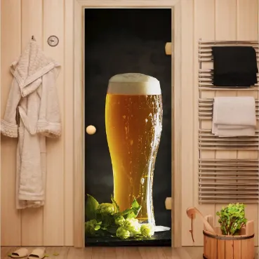 Стеклянные двери с изображением для сауны и бани в Минске от производителя