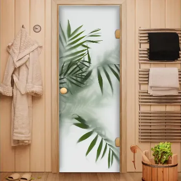 Стеклянные двери с изображением для сауны и бани в Минске от производителя