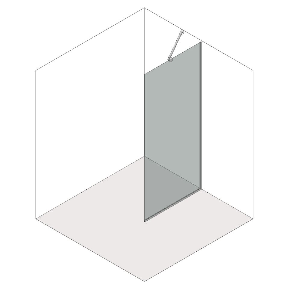 Схема-чертеж неподвижной душевой перегородки с косой штангой