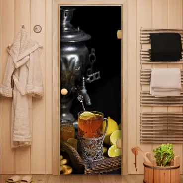 Стеклянные двери с изображением для сауны и бани в Минске от производителя