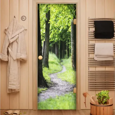 Стеклянные двери с изображением для сауны и бани в Минске от производителя