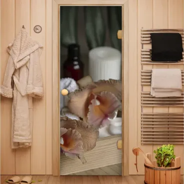 Стеклянные двери с изображением для сауны и бани в Минске от производителя