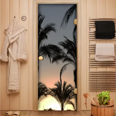 Стеклянные двери с изображением для сауны и бани в Минске от производителя