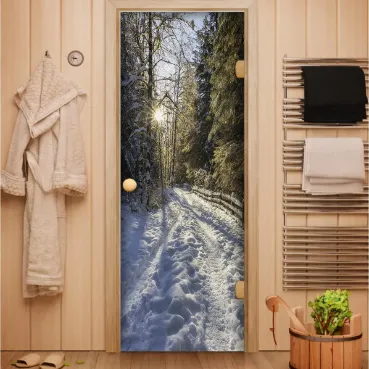 Стеклянные двери с изображением для сауны и бани в Минске от производителя