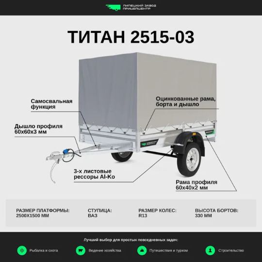 прицеп.бел - легковой прицеп Титан 2515-03