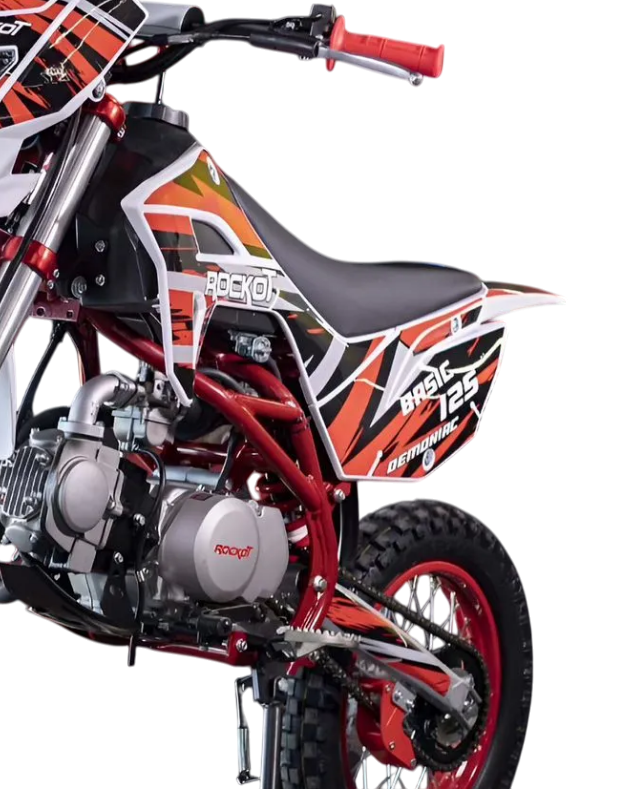 racermotors.by - Рама из прочной стали, моноамортизатор с настройкой жесткости подвески и траверсы из крепкого алюминиевого сплава ROCKOT BASIC 125 Demoniac 2.0
