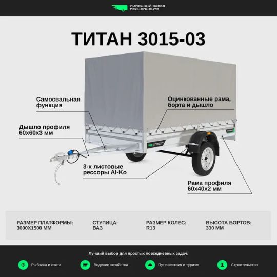 прицеп.бел - легковой прицеп Титан 3015-03