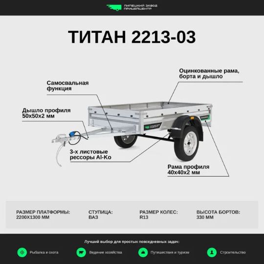 прицеп.бел - легковой прицеп Титан 2213-03