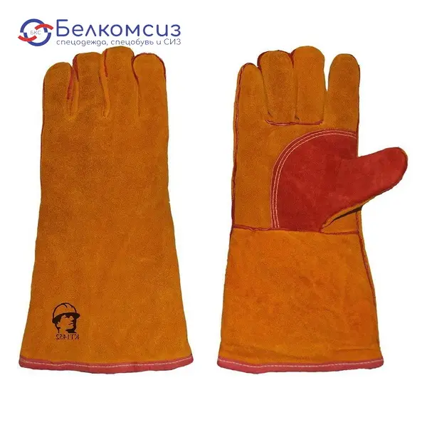 Краги (перчатки) спилковые, иск.мех усиленные, 35 см., кевларовая нить, КТ1462, фото 1