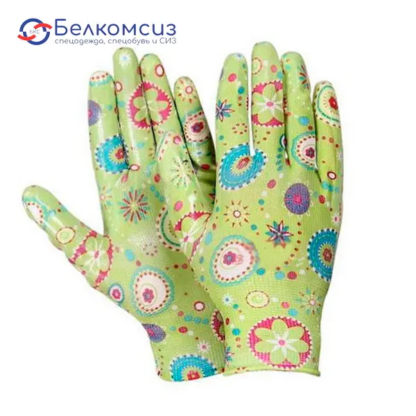 Перчатки нейлоновые c нитрильным покрытием «Цветочек», фото 1