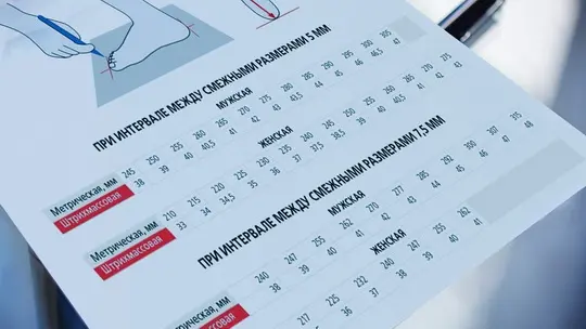Таблица для определения размеров обуви