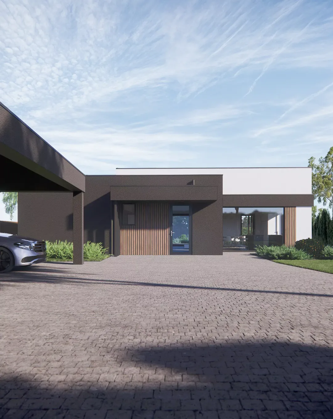 3D визуализация дома Семково - фасад и объемное решение