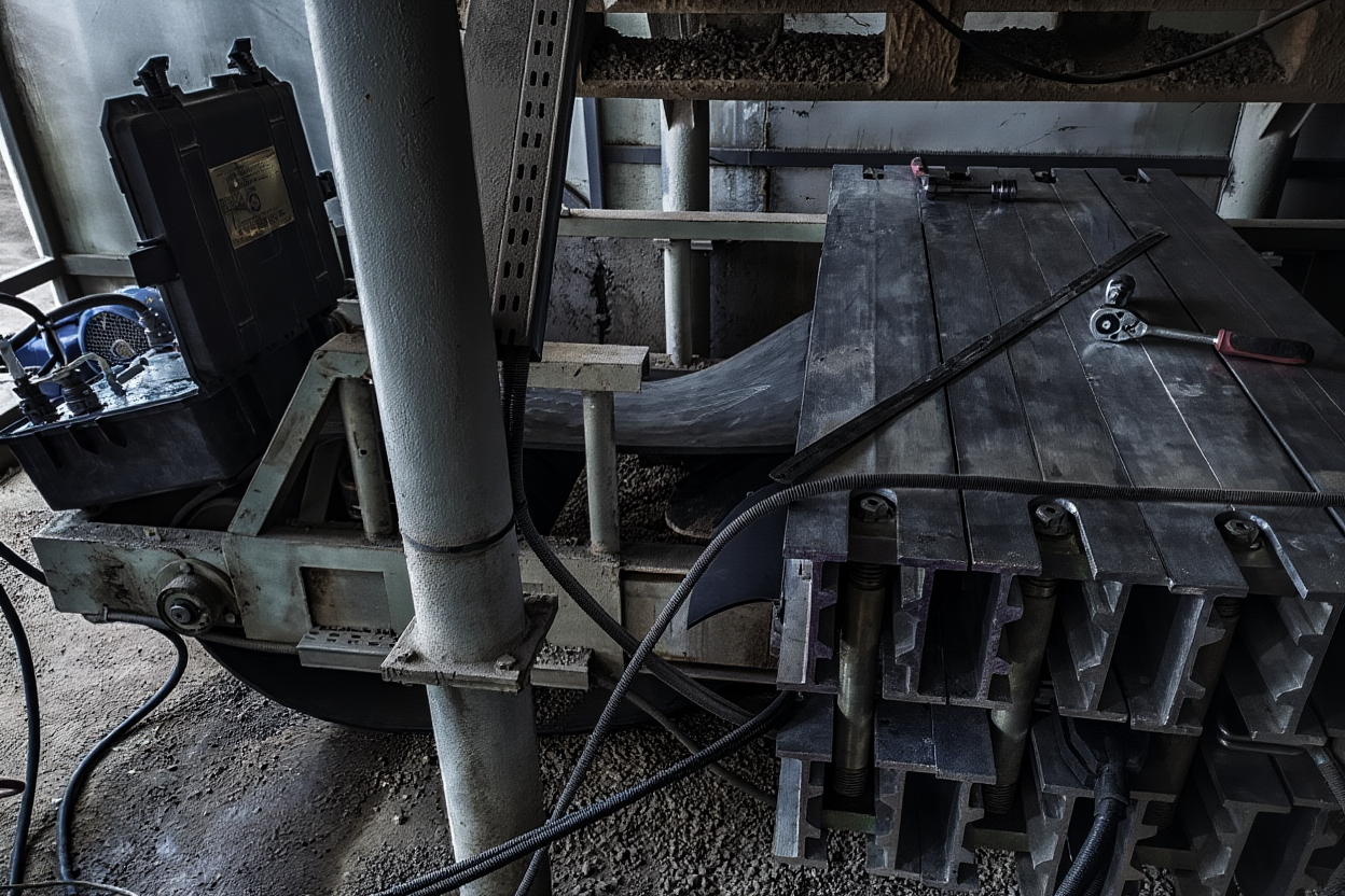 Миксер с транспортером для подачи бетона