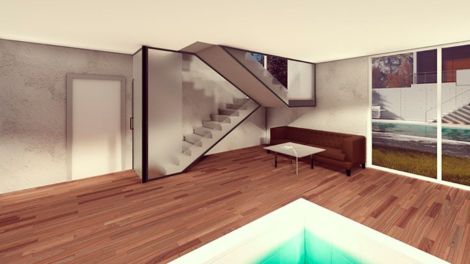 Проект лестницы на второй этаж с поворотной площадкой