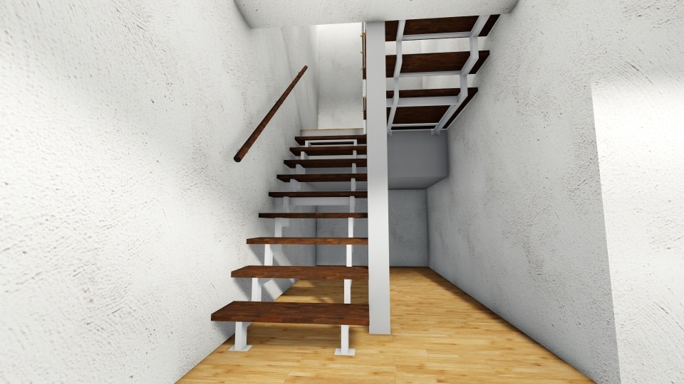 Проект лестницы на металлокаркасе с поворотом на 180 градусов