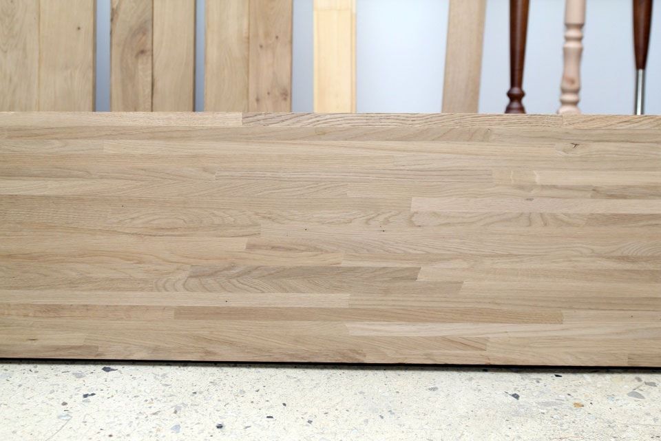 Срощенный дубовый щит для лестничных ступенек