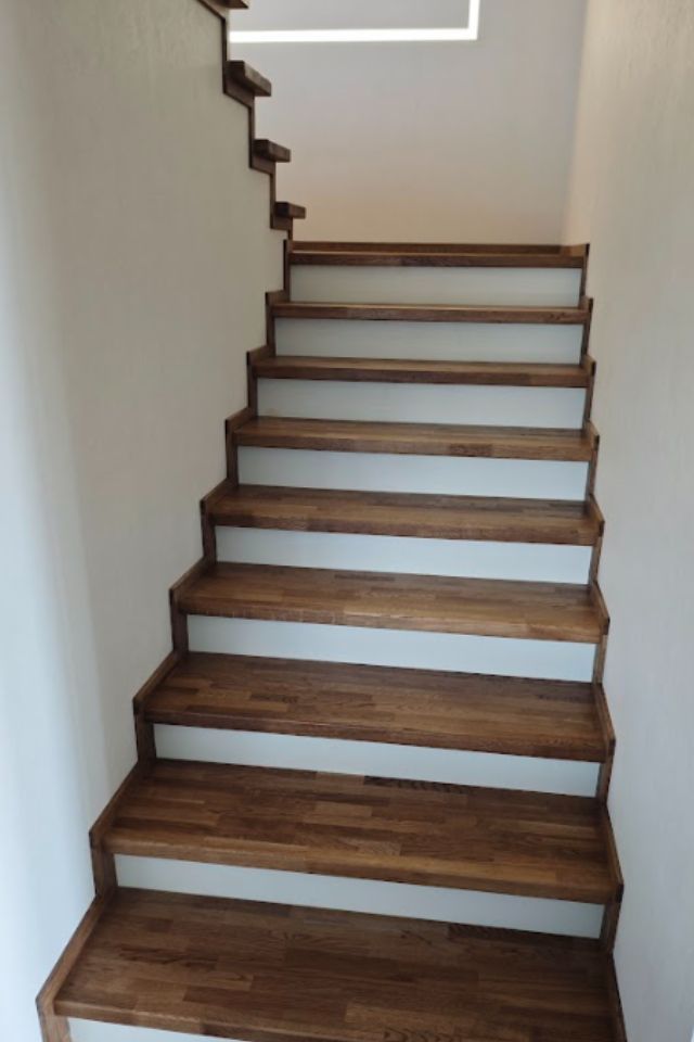 Облицовка бетонной лестницы деревом