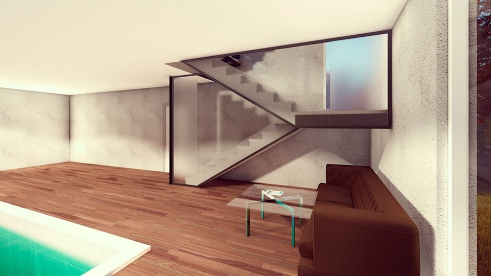 Проект лестницы в частном доме с поворотной площадкой