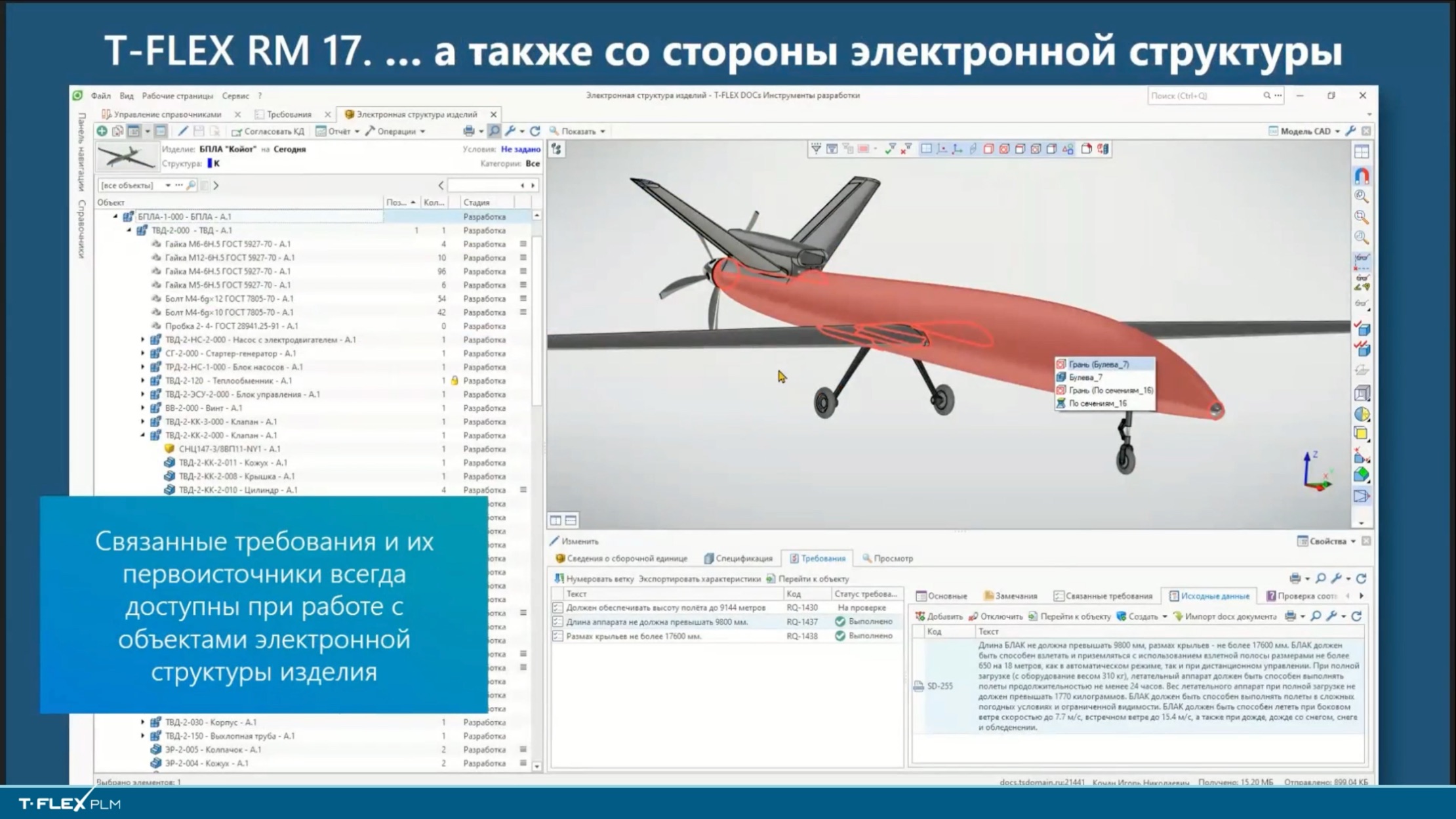 Основные возможности T-FLEX Управление требованиями: