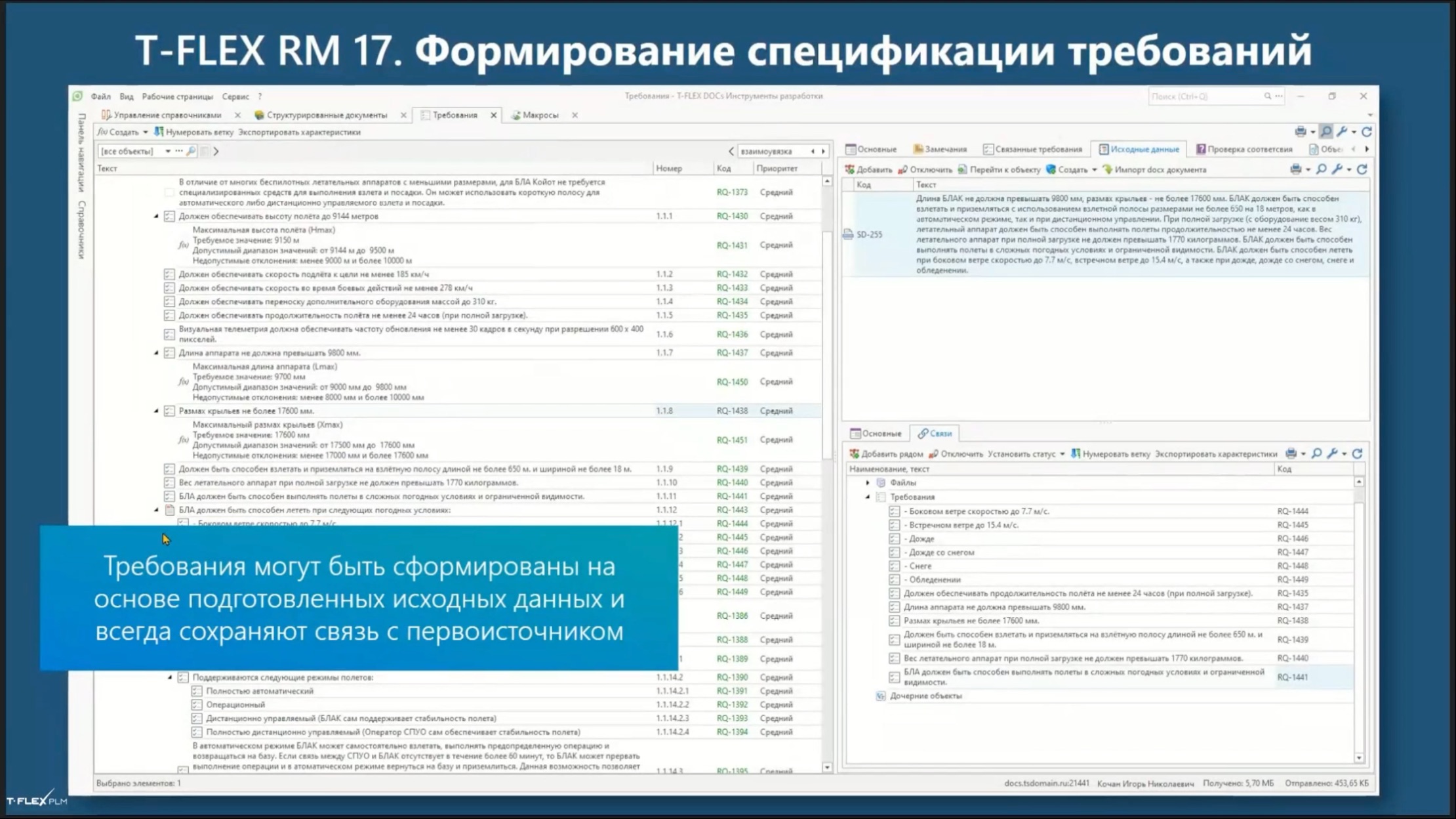 Основные возможности T-FLEX Управление требованиями: