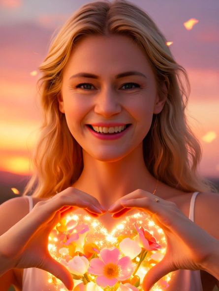 Двевушка дарит всем своё средце и любовь