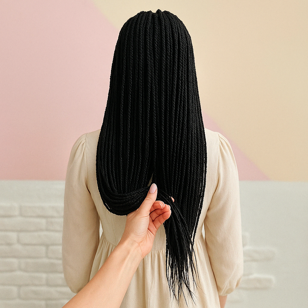 Чёрные зизи-косички на длинные волосы