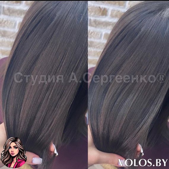 Гладкие, блестящие волосы после процедуры кератинового выпрямления в салоне